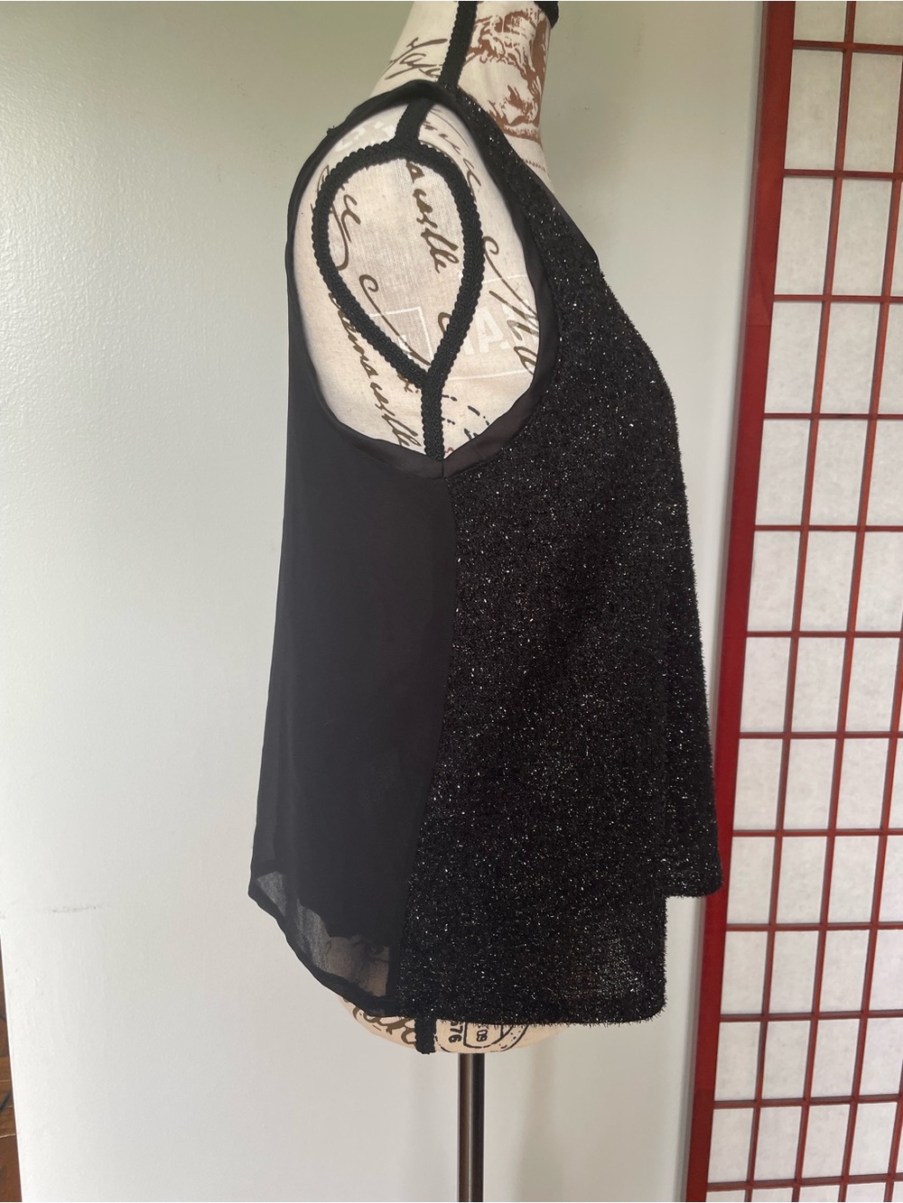 MNG Sparkle Black Sleeveless Women's Top, Size M - Picture 4 of 8